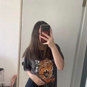 Death leopard over sized baggy tee
